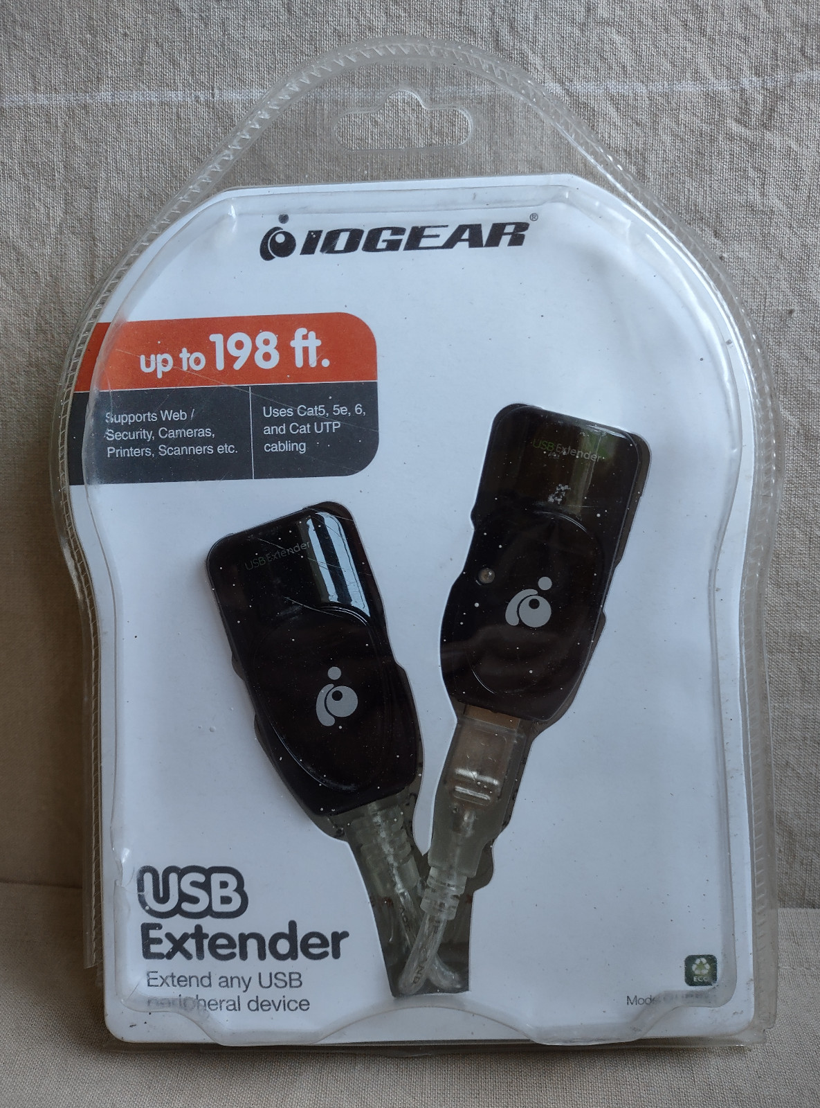 IOGear USB 2.0 Cat5 (CAT5e/CAT6) Ethernet Extender GUCE51 Black PC MAC - NEW