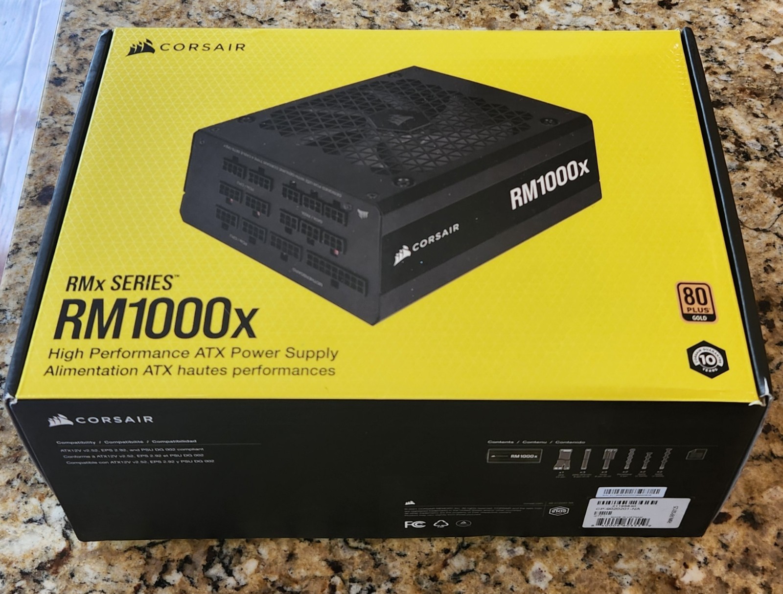Corsair RM1000x 1000W ATX Modular 80 PLUS Gold Power Supply, Black