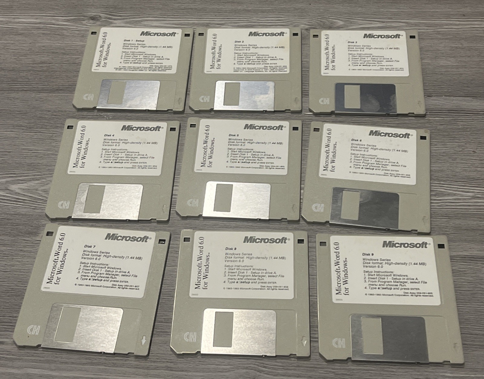 Microsoft Word 6.0 For Windows Version 6.0 | Floppy Disk Set 3.5" Set of 9