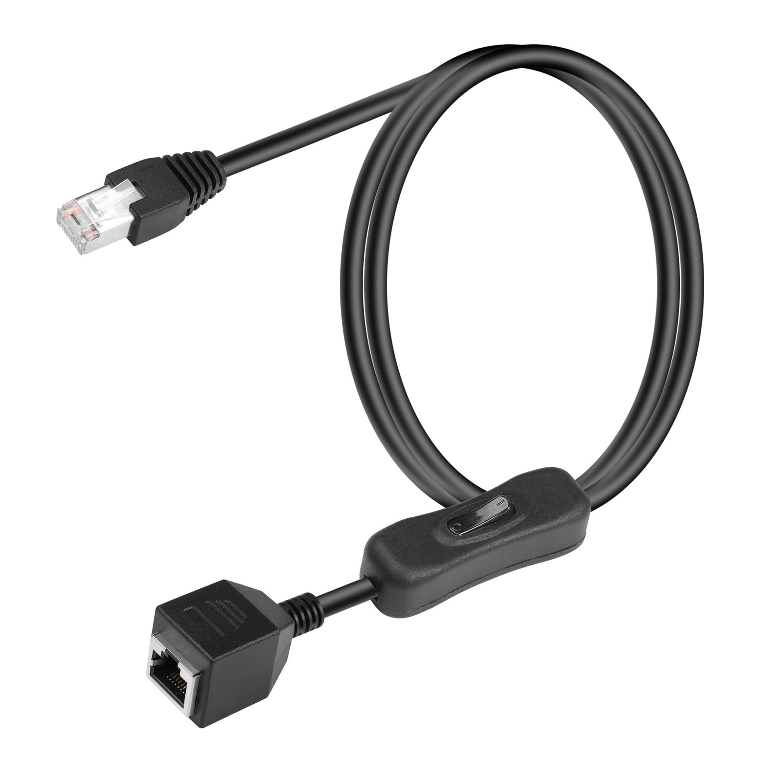 SinLoon Cat6 Ethernet Cable On/Off Switch Speed RJ45 Male Female Extension 1M