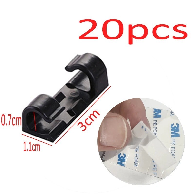 20Pcs Cable Clips Self-Adhesive Cord Management Wire Holder Organizer Clamp US