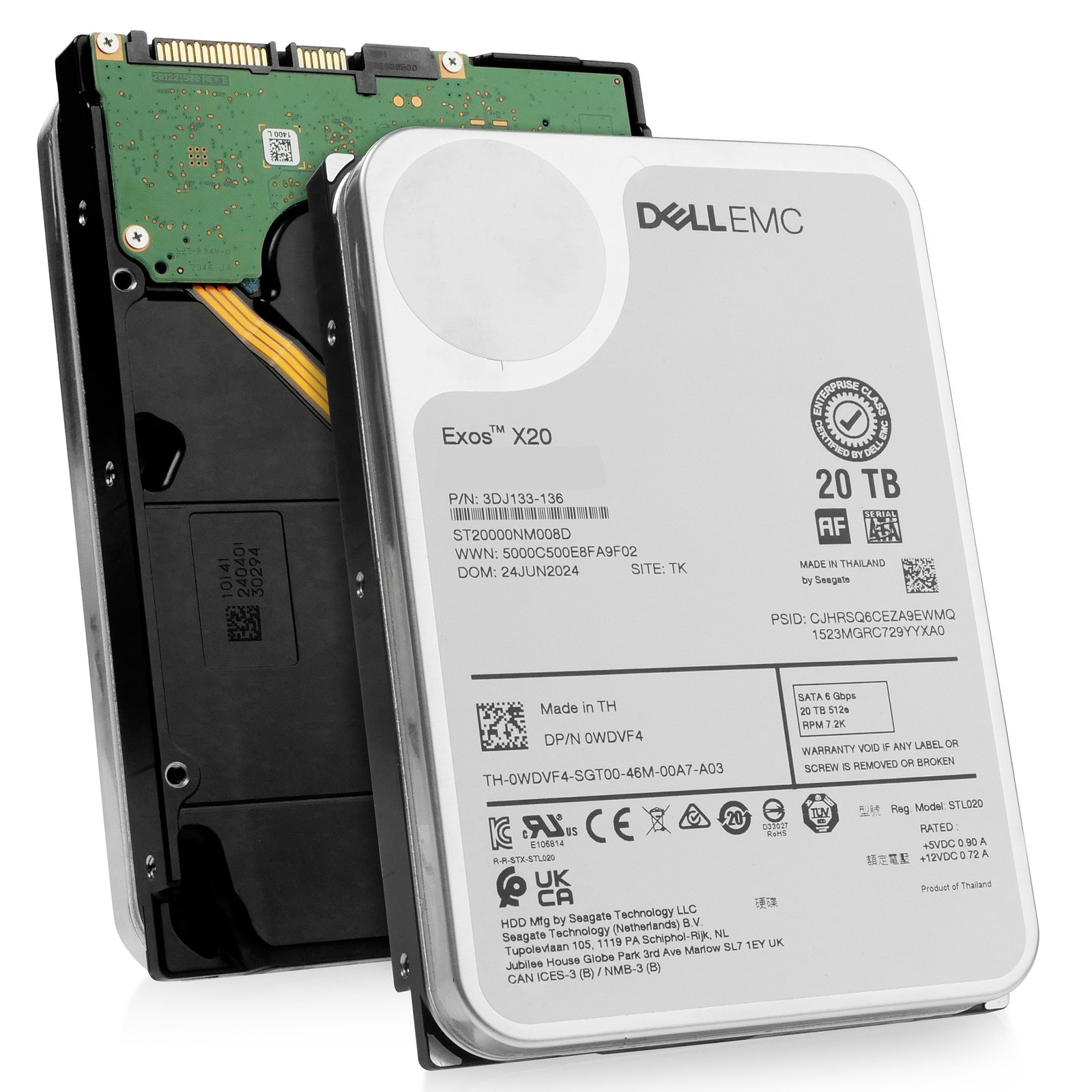 Dell/Seagate Exos X20 20TB ST20000NM008D 7.2K RPM SATA 6Gb/s 512e 3.5" HDD