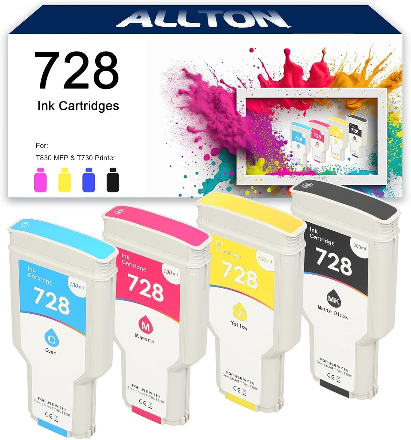 728 728XL Ink Cartridges F9J68A F9K17A F9K16A F9K15A for Design Jet 4 pack 130ml