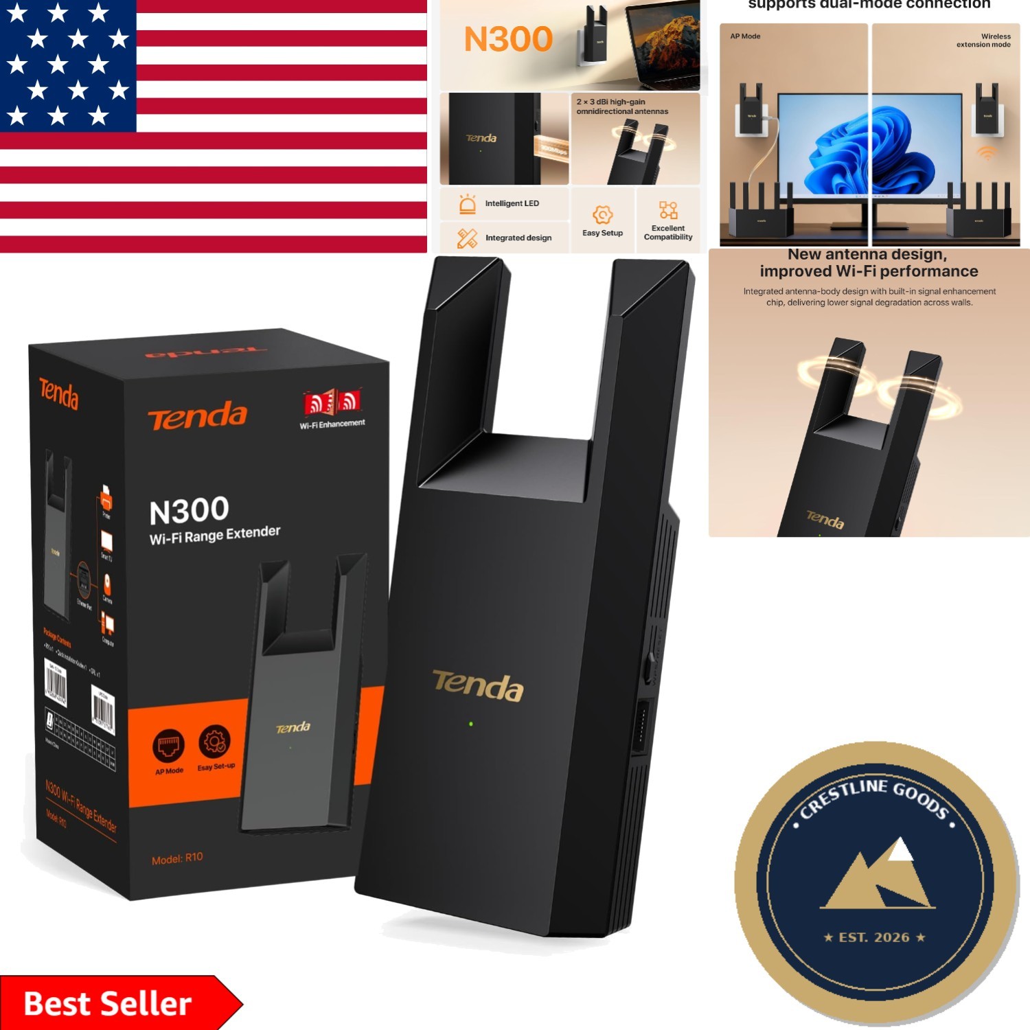 Easy Setup N300 WiFi Extender with MU-MIMO Technology - Perfect for Home Devices