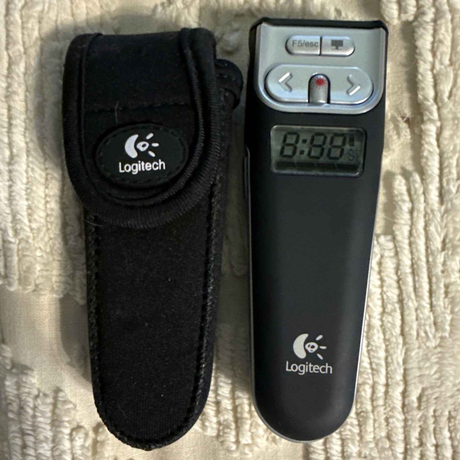 Logitech Cordless 2.4 GHz Presenter Laser Pointer R-R85 + Dongle + Case Unused