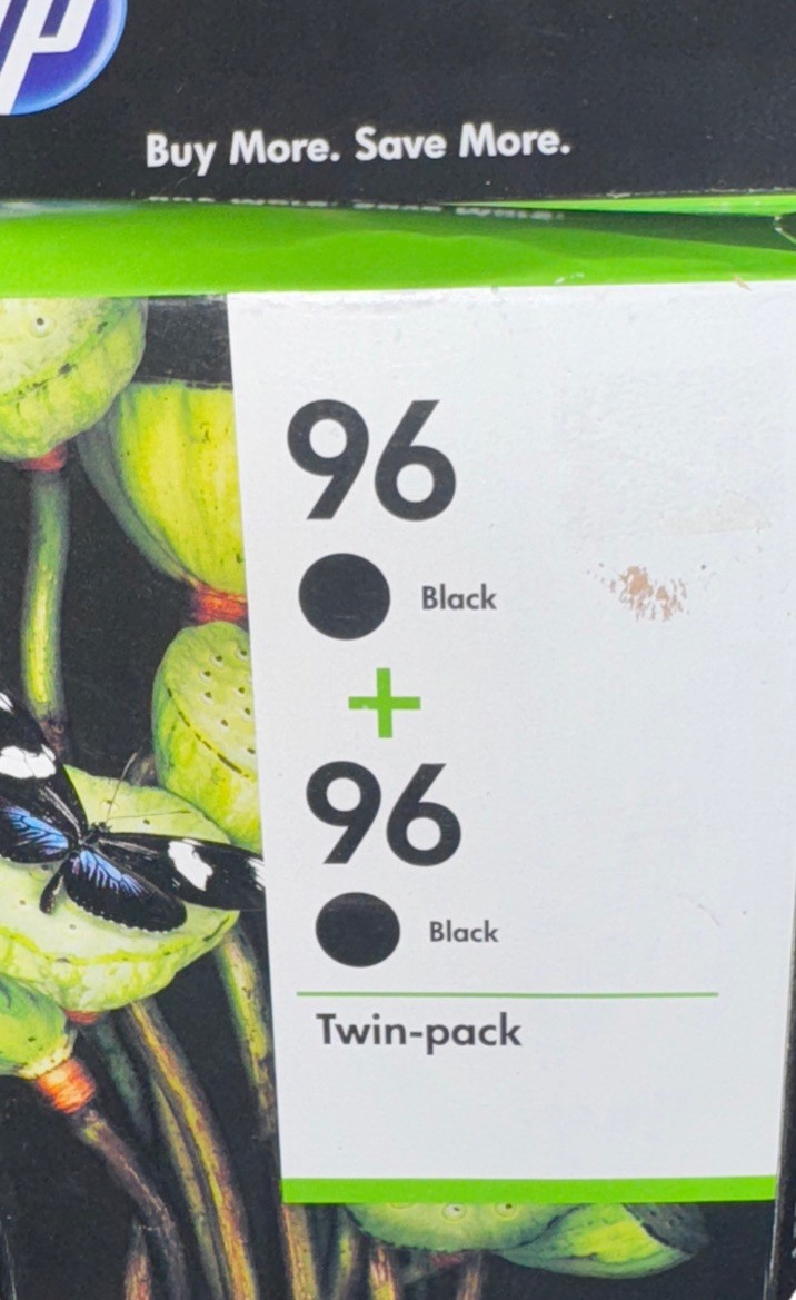 Genuine HP 96 Black Twin-Pack Ink Cartridges C9348FN Sealed Expired 01/2013
