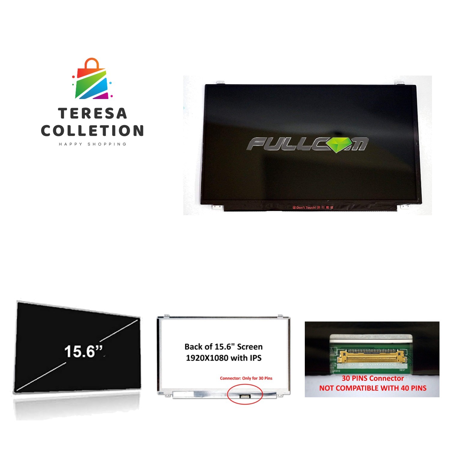 New LCD Replacement Screen FHD 1920x1080 Non Touch 15.6 Inch B156HAN04.4 with...
