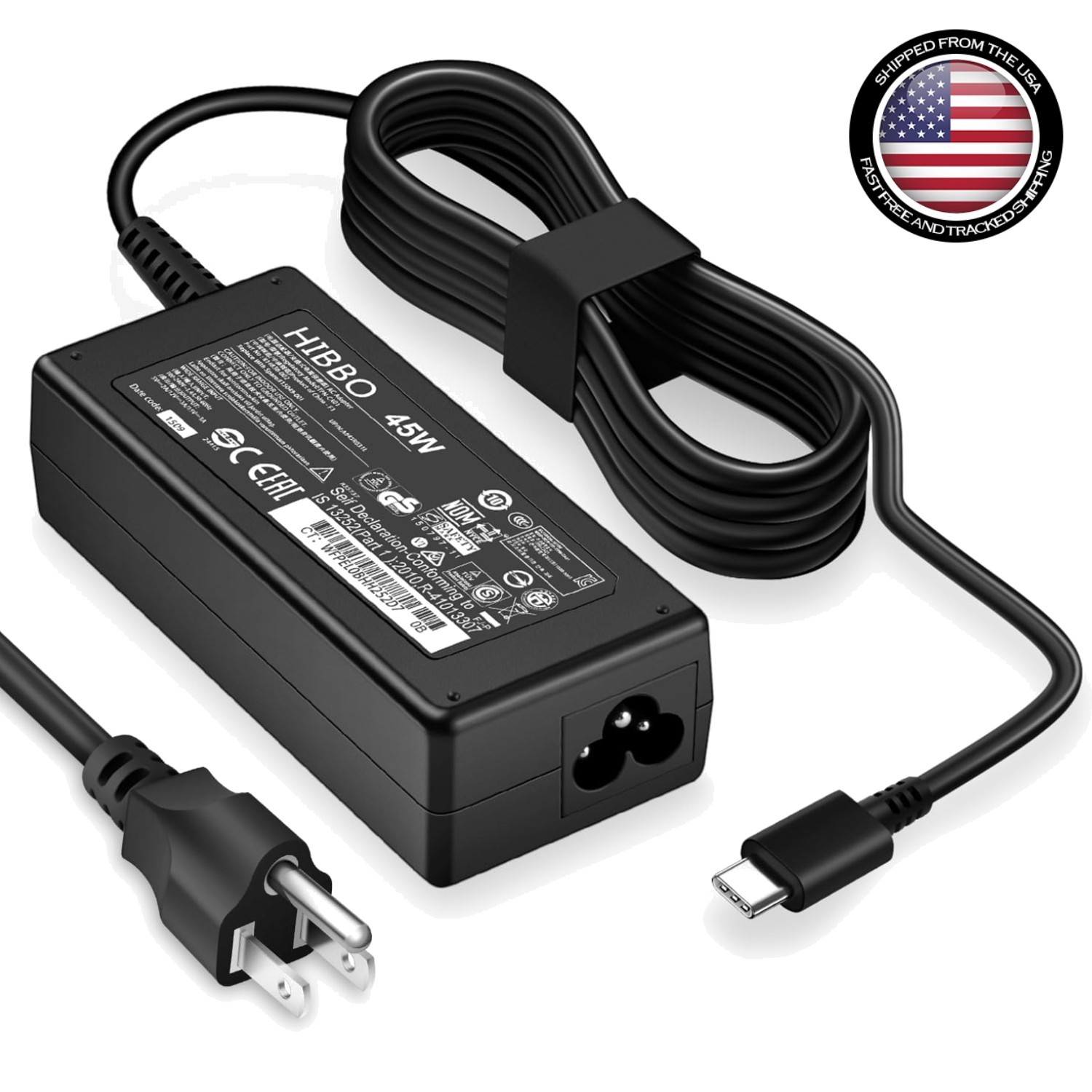 Reliable 45W USB C Laptop Charger - Portable Power Adapter with Safety Features