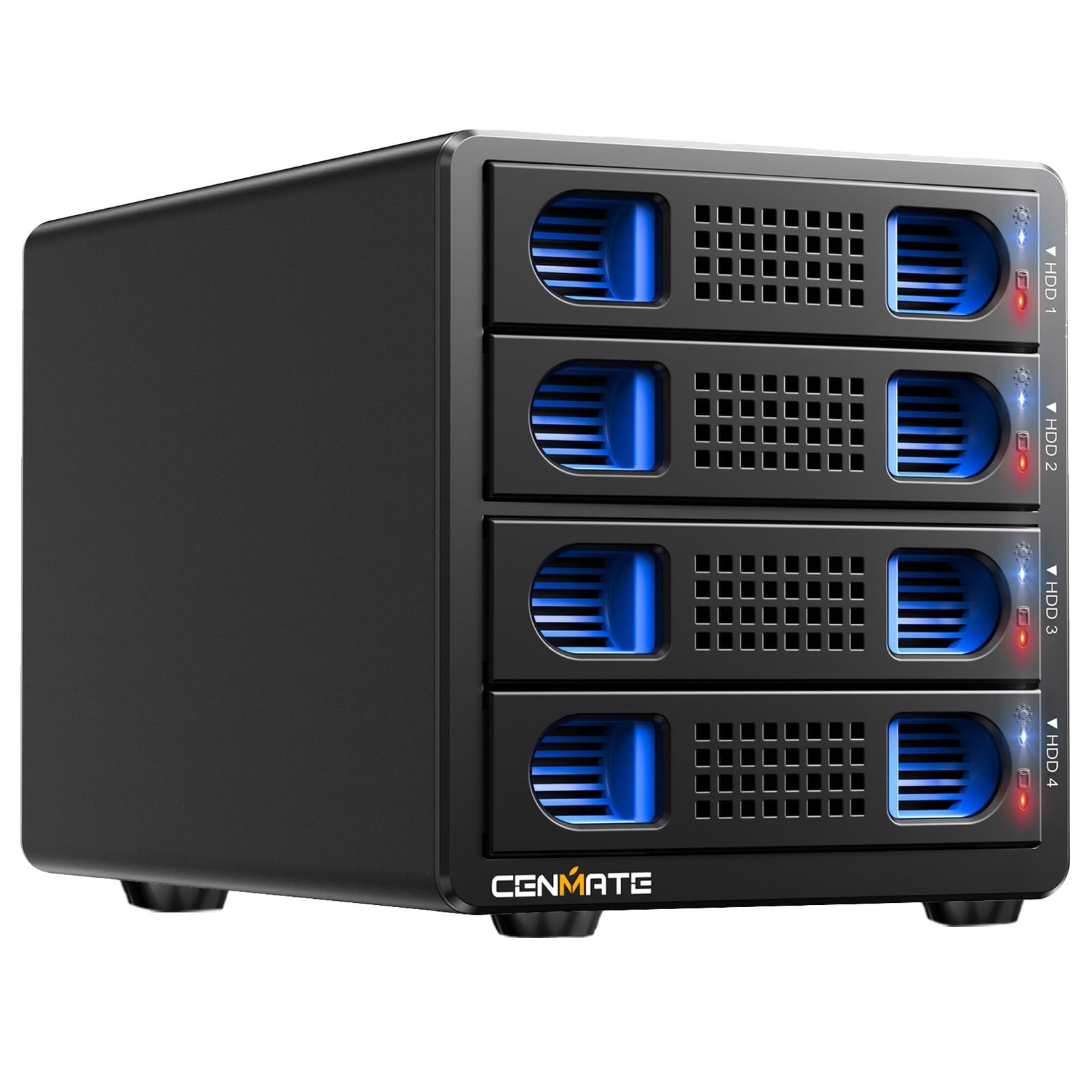 Hard Drive Enclosure 4 Bay 2.5"/3.5" SATA HDD/SSD USB A/C 3.0 Hot Swappable DAS