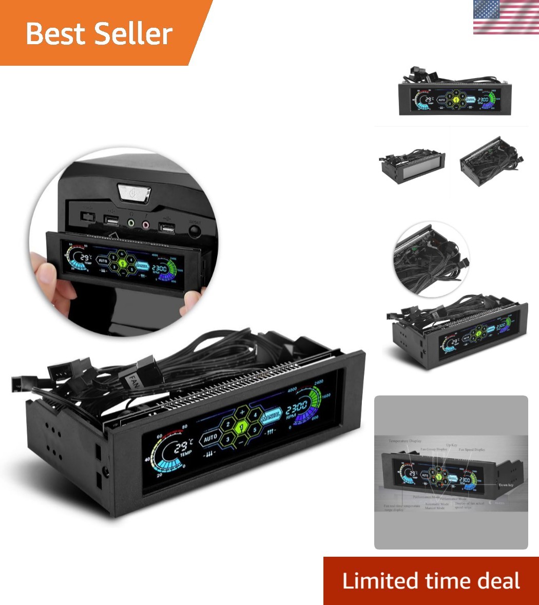 5-Fans Speed Computer Fan Controller CPU Temperature Sensor PC Cooling Fan Co...