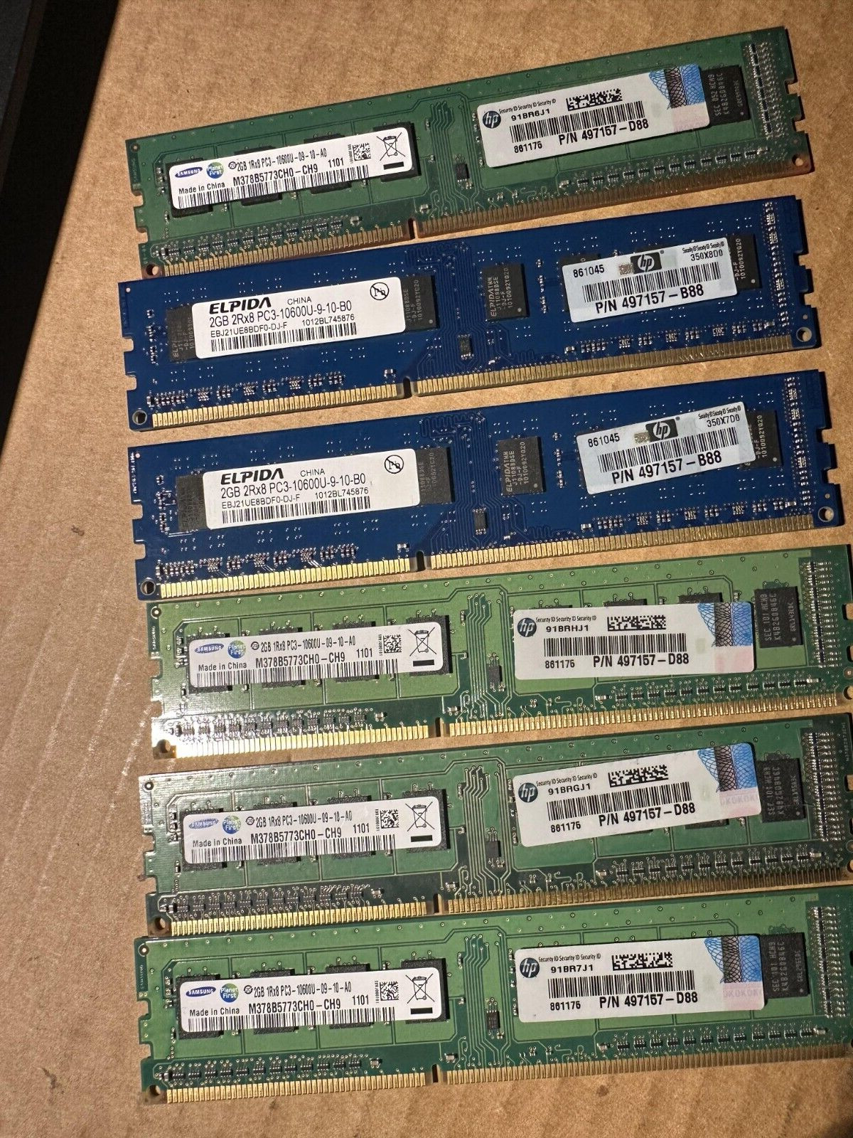 12GB(6x2GB) DDR3 1333mhz PC3-10600 240-Pin Memory Desktop - Mixed Elpida/Samsung