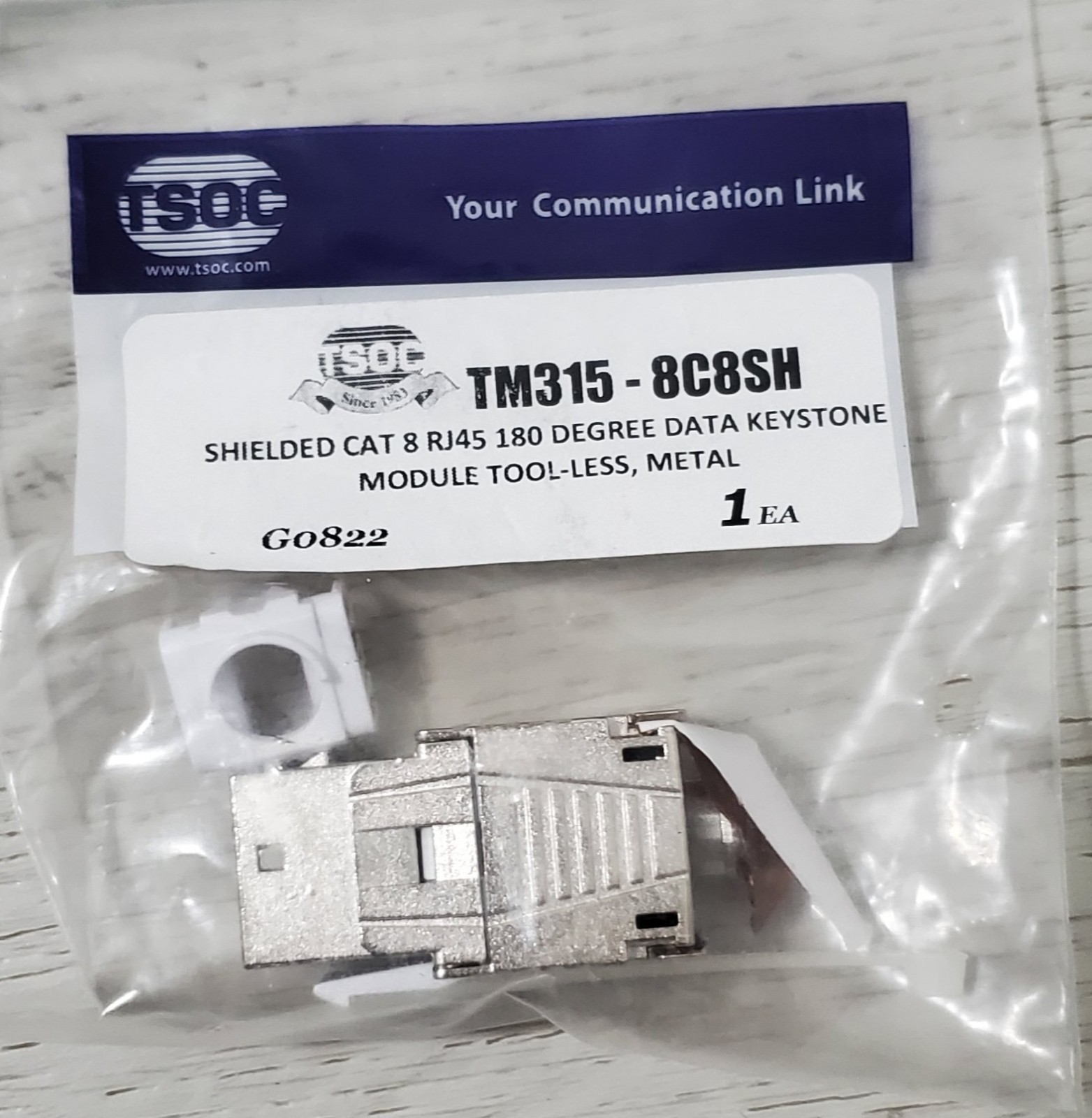 Cat8 RJ45  Termination Tool Free Metal Keystone Jack (pack of 25)