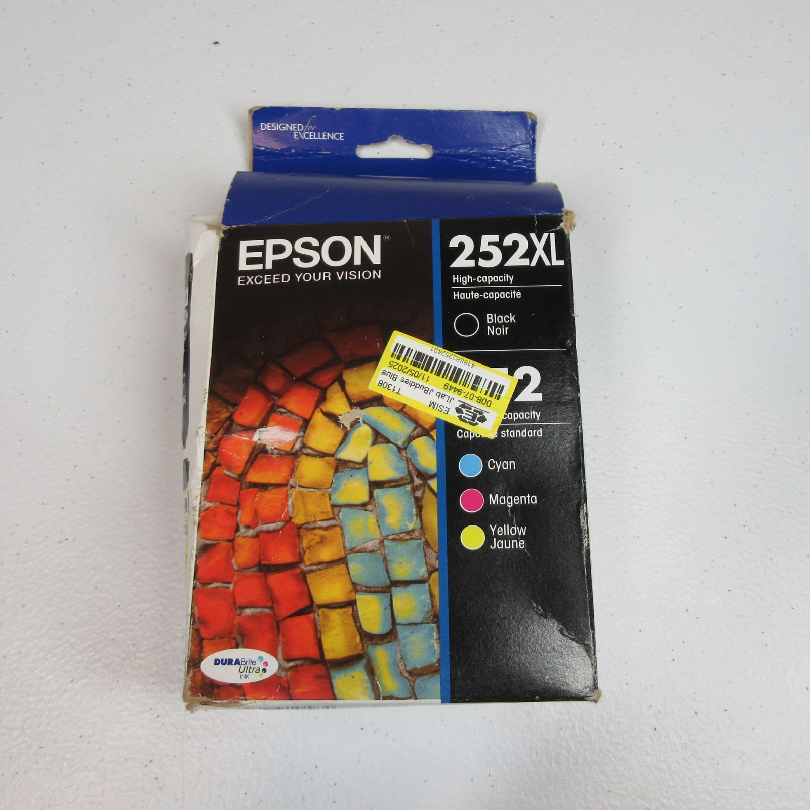GENUINE Epson 252XL/252 Black/Cyan/Magenta/Yellow - BEST BY 08 2025 NEW SEALED
