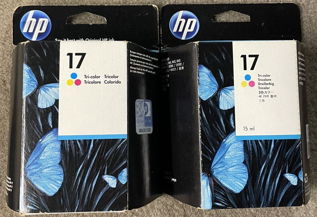 2 Genuine Original Factory Sealed HP  17 C6625AN Color Inkjet Cartridges 2022