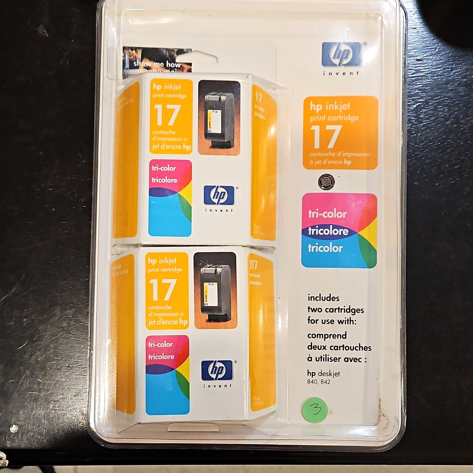 HP 17 Tri-Color Genuine/Original Inkjet Ink Cartridge 2-Pack For Deskjet 840 842
