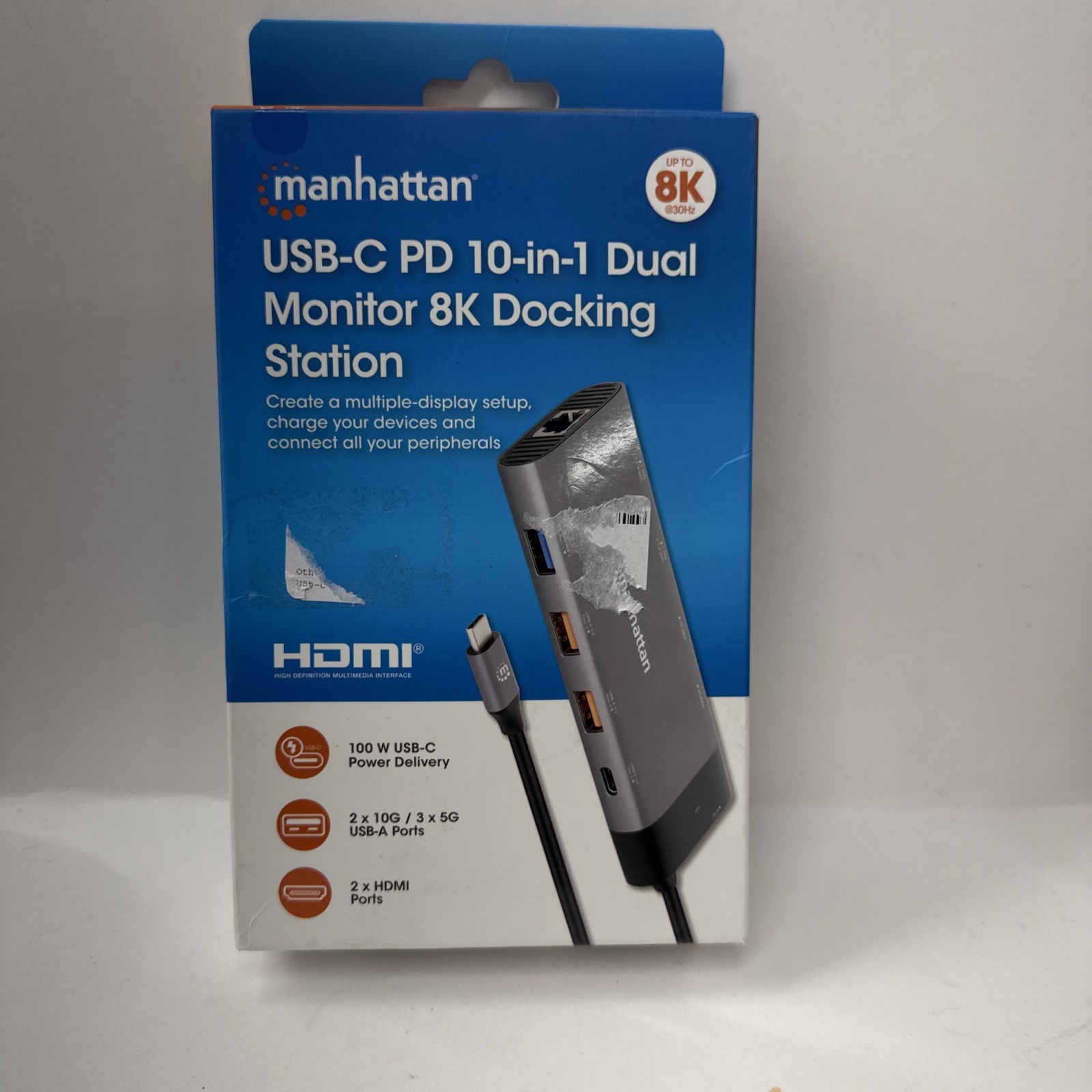 Manhattan USB-C PD 10-in-1 Dual Monitor 8K Docking Station 12168-2