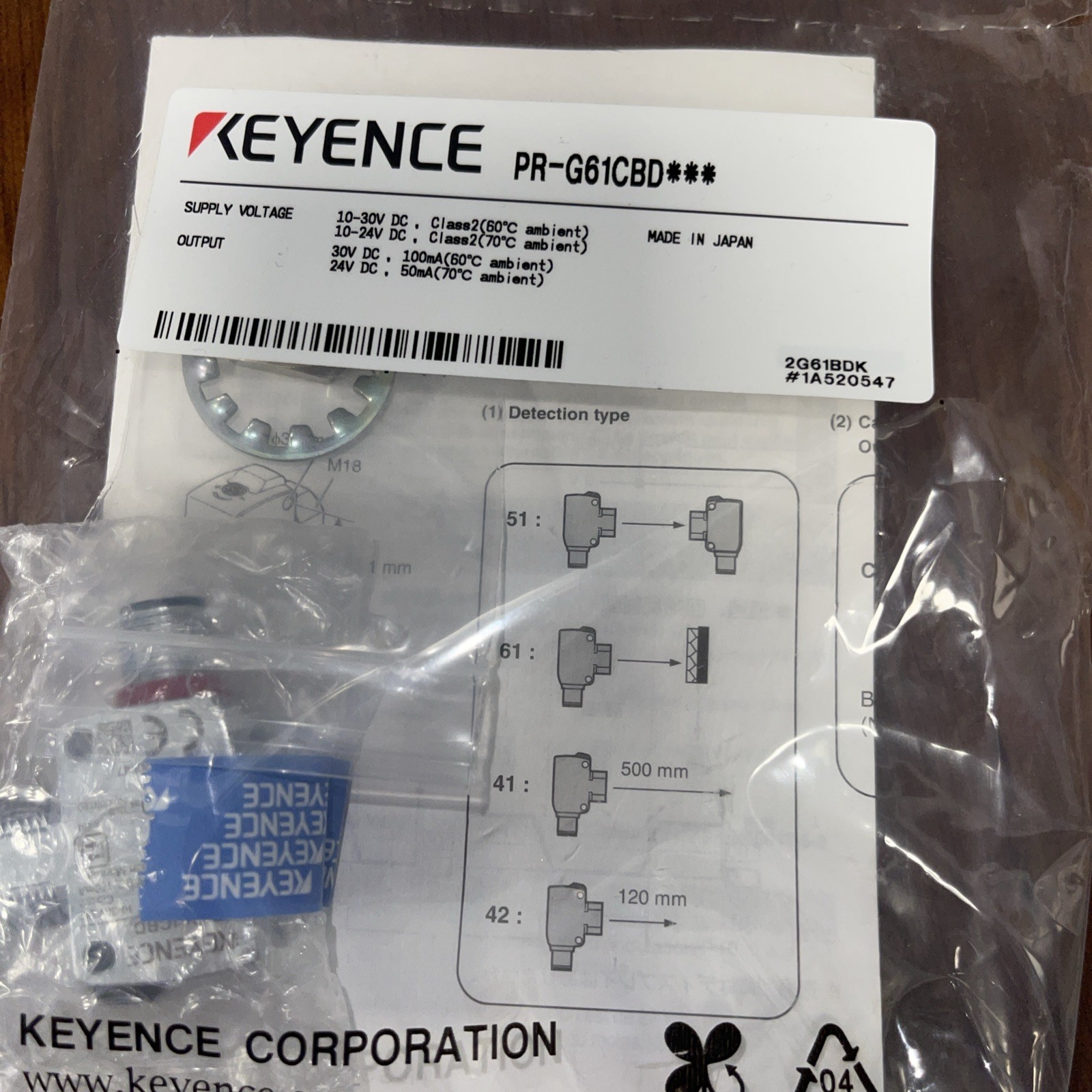 1PCS New and Sealed in Box Keyence PR-G61CBD 