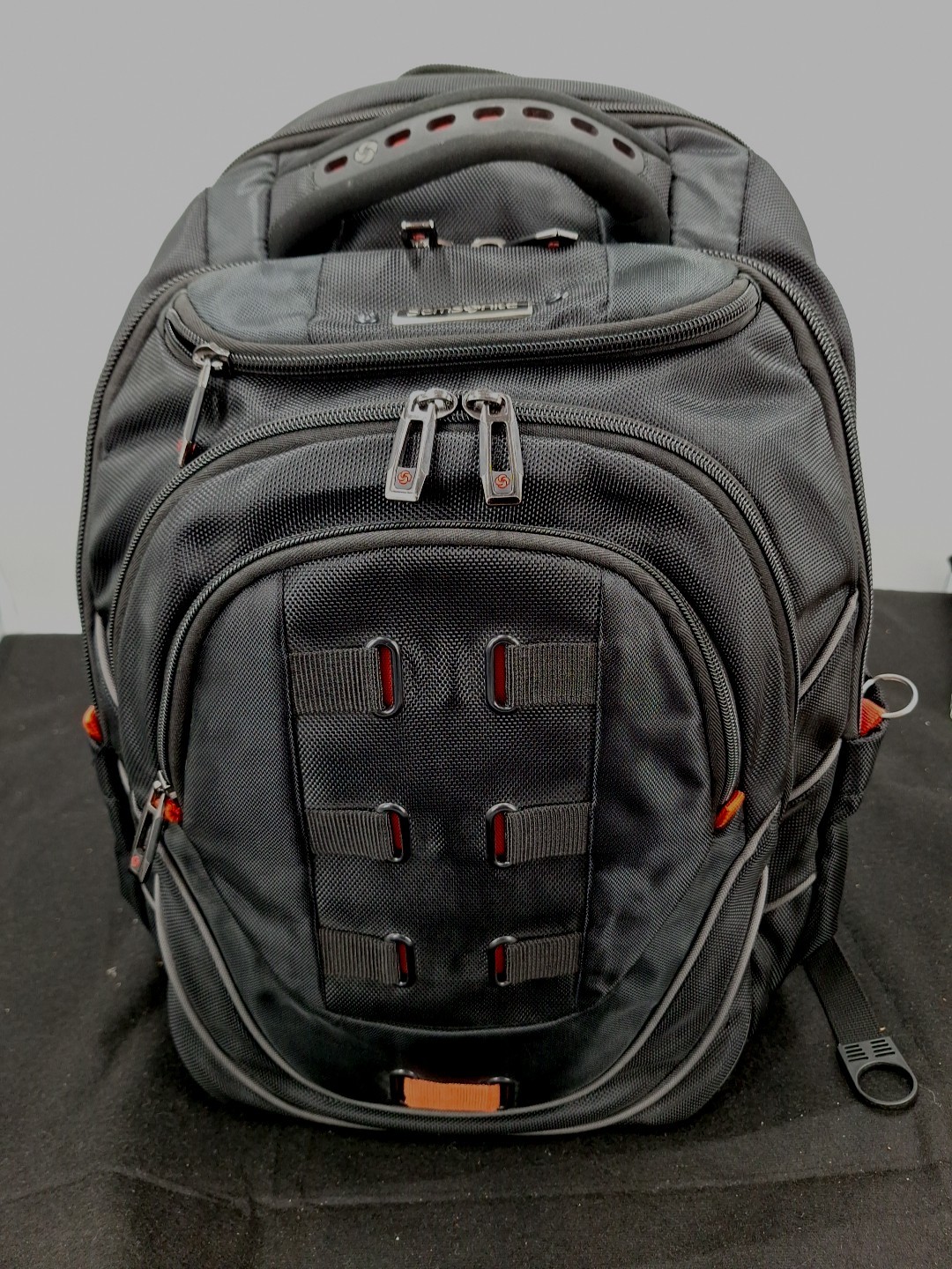 Samsonite Tectonic PFT Laptop Tablet Backpack Black/Red 17-Inch 4 Zip Pockets