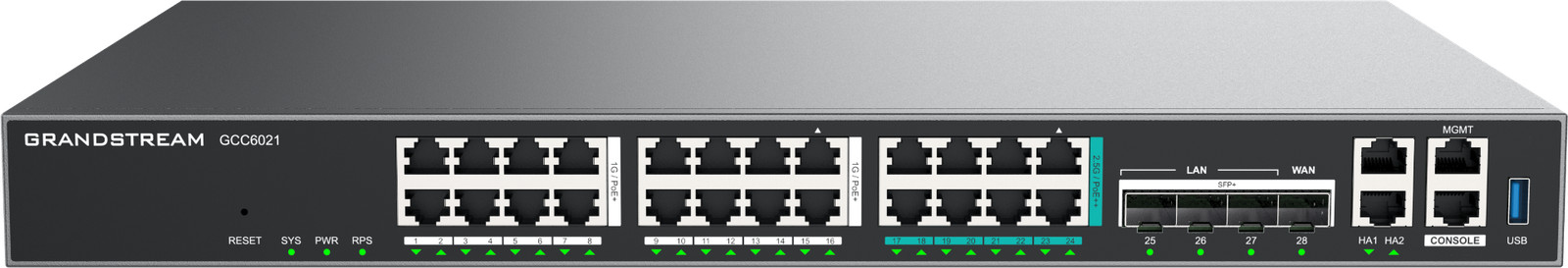 Grandstream GCC6021 Router / IP PBX (16) Gbe RJ45 (4) 10 Gb (8) 2.5 Gb SFP Ports