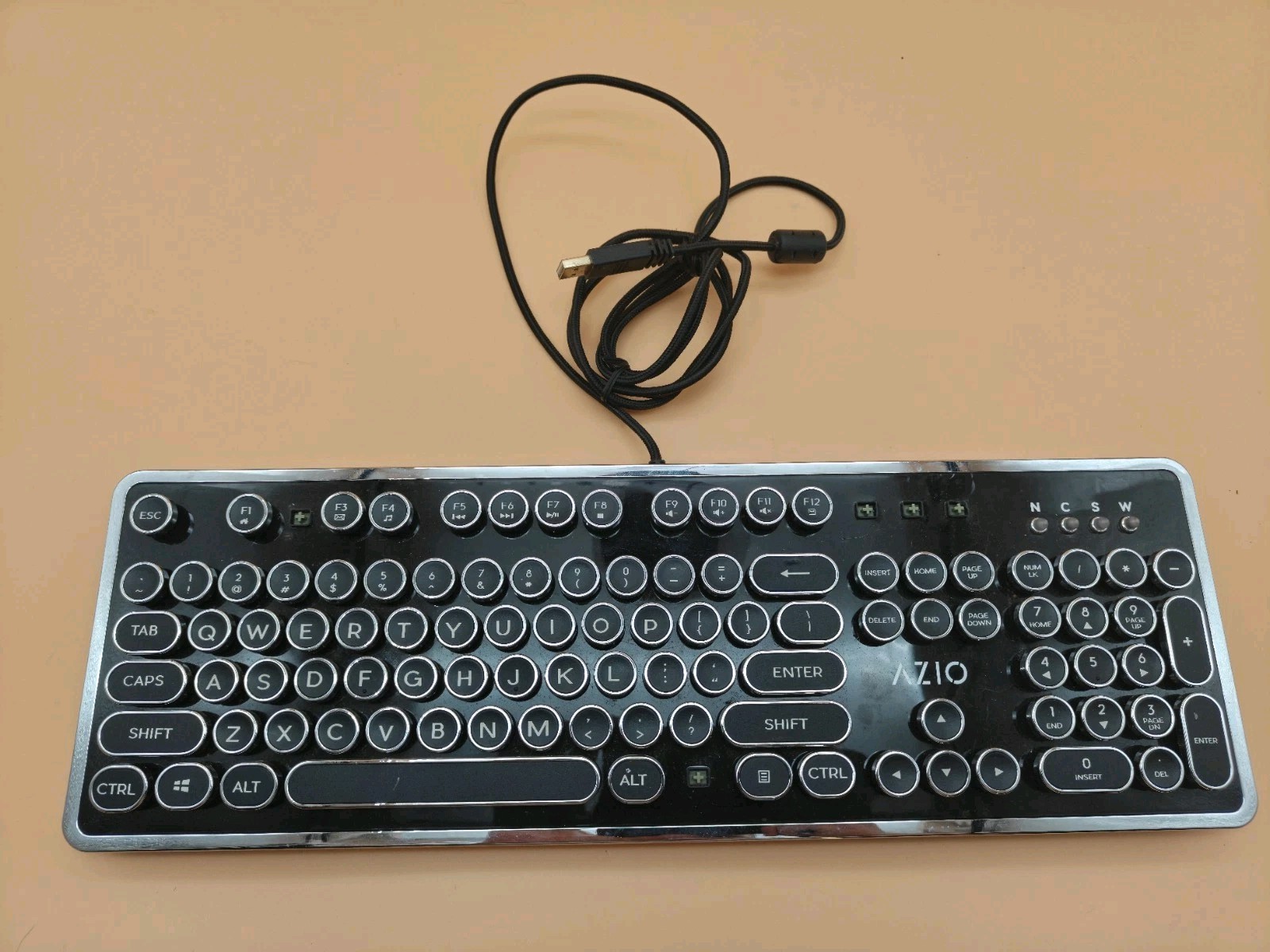 AZIO Retro Classic USB Wired Mechanical Keyboard Typewriter Style Tested Read