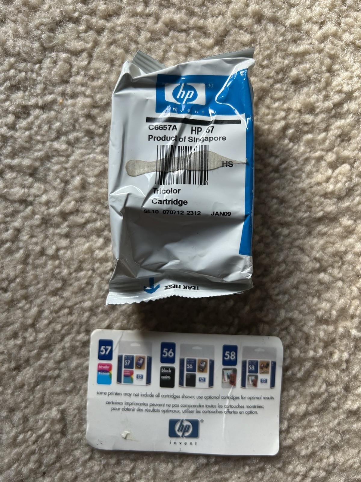 HP Invent C6657A HP57 Tri Color Cartridge  Exp. Jan 2009