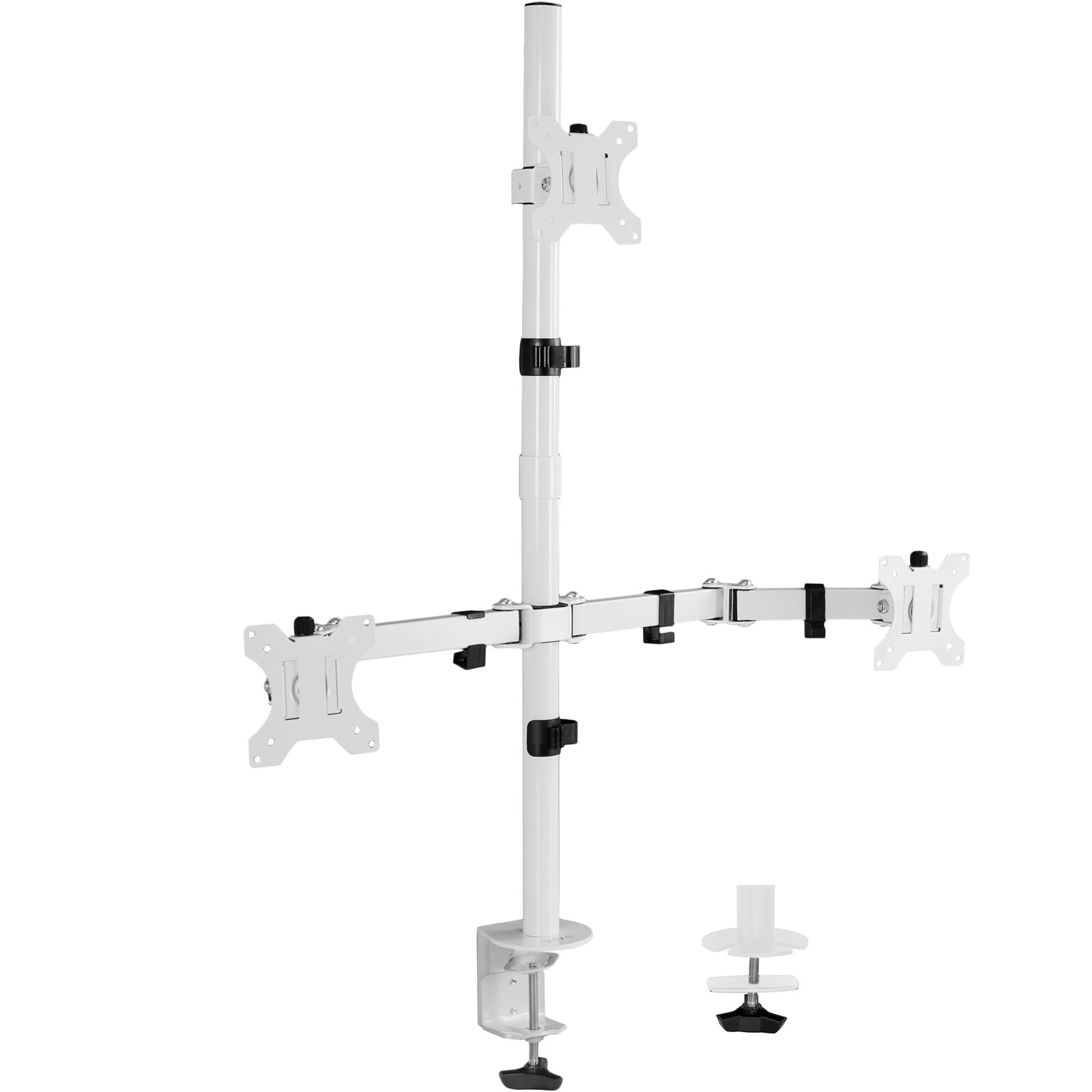 VIVO White Triple Monitor Adjustable Desk Mount Stand, 3 Screens up to 30\