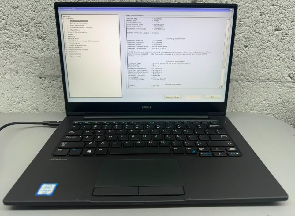 Dell Latitude 7370 13.3" Core m7 16GB RAM 0GB SSD USED MISSING INTERNAL BATTERY