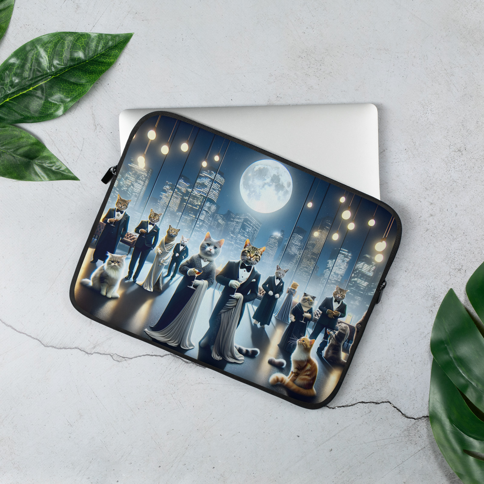Elegant Cat Ballroom Dance Laptop Sleeve - Cover for Cat Lovers