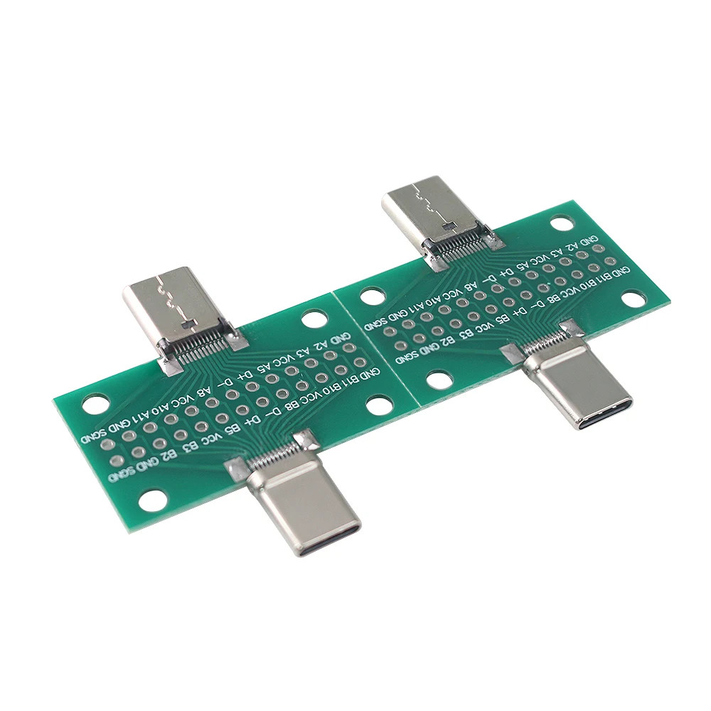 24Pin USB 3.1 Type-C Test PCB Adapter Male to Female 2.54mm Connector 2PCS