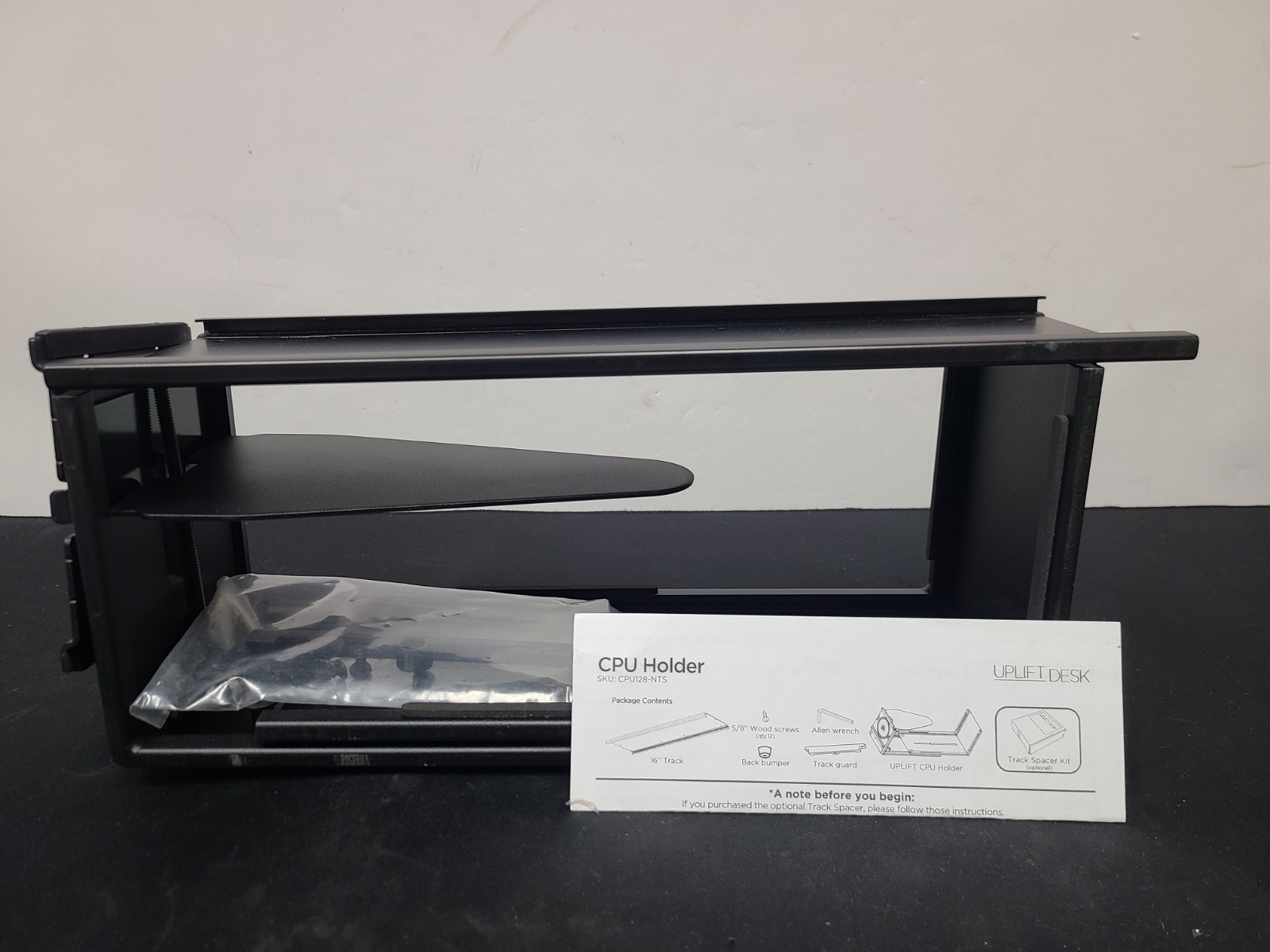 Uplift Desk Extension CPU Holder Adapter CPU128-NTS No Track Spacer Black New 
