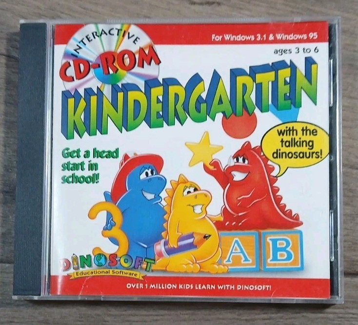 Vintage Dinosoft Interactive Kindergarten Educational CD-ROM Windows 3.1 & 95