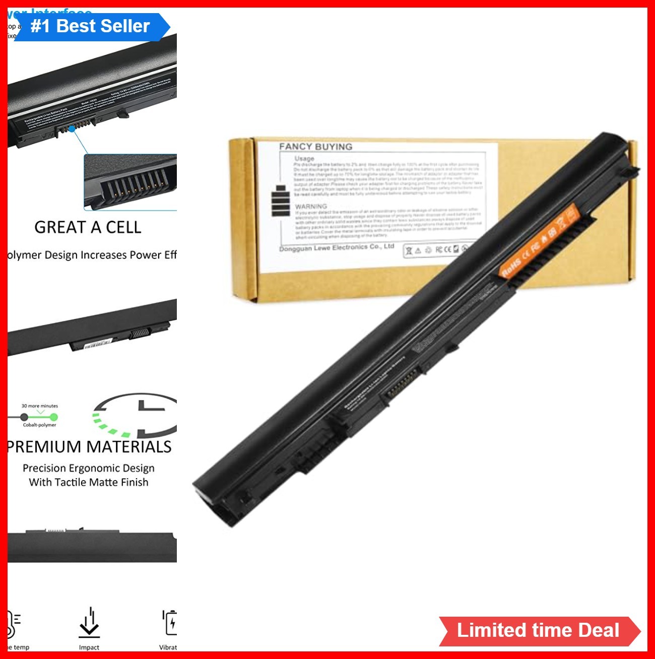 Laptop Battery 14.8V 2600mAh 4 Cell Lithium Polymer Replacement for HP Pavilion