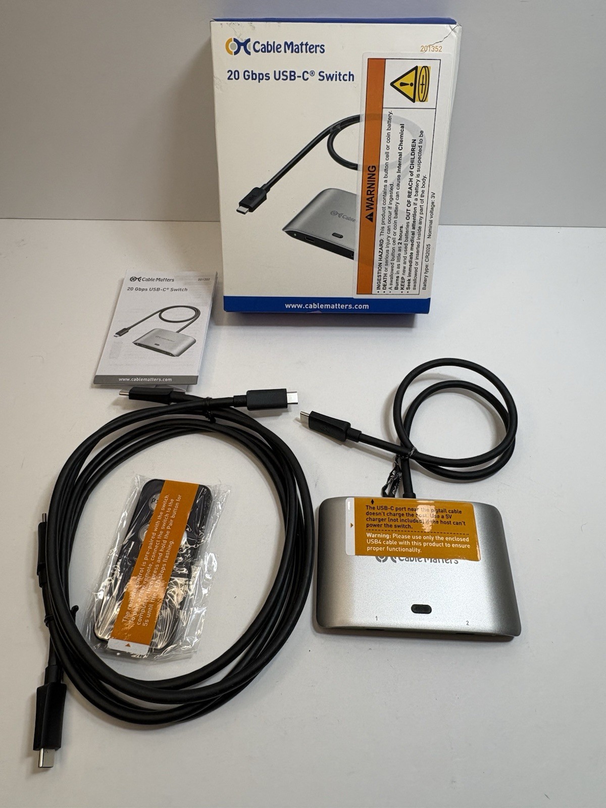Cable Matters 20Gbps USB C Switch for 2 Computers, Up to 8K@30Hz on Windows,...