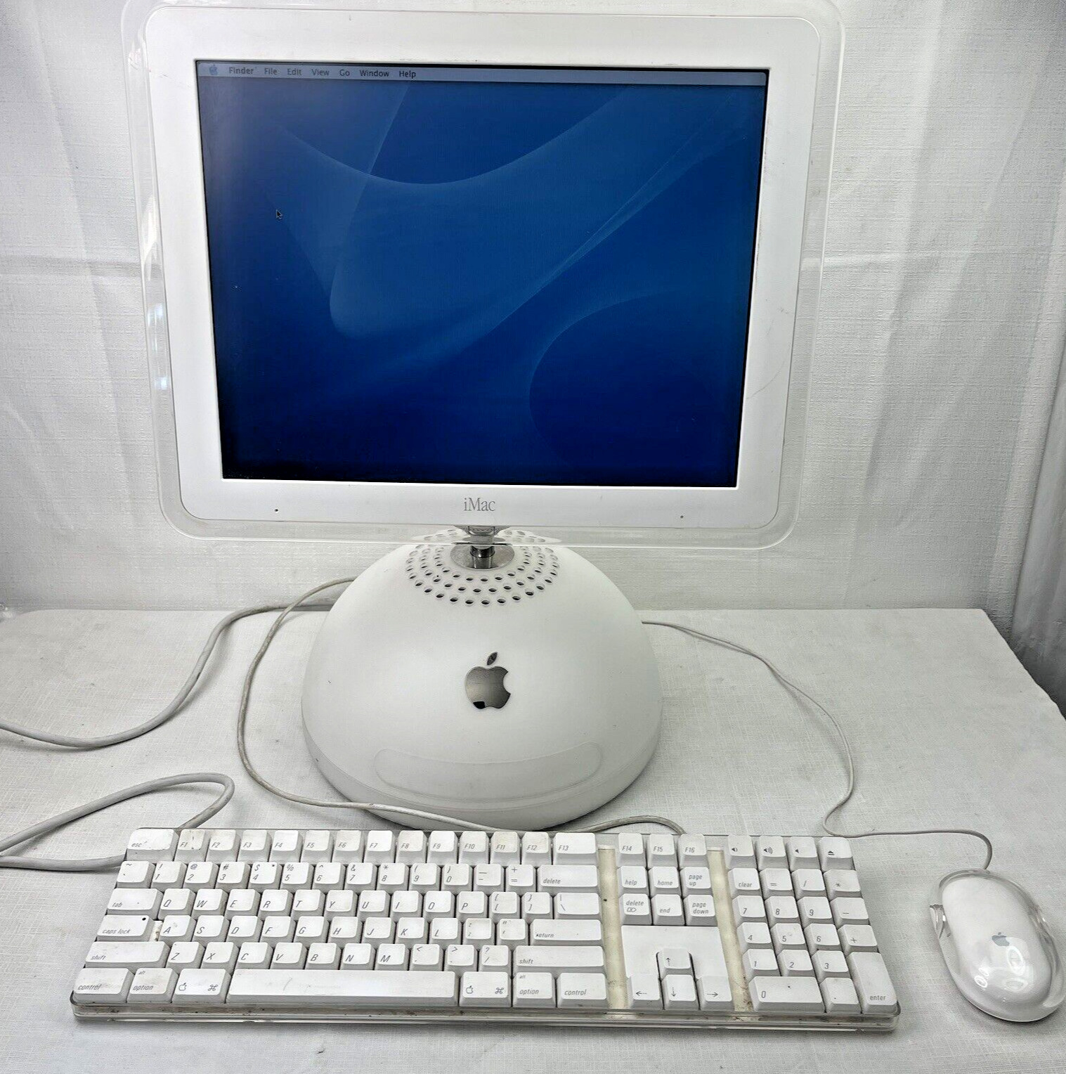 iMac G4 700 Flat Panel Desktop Computer PowerMac AltiVec 256k Keyboard Mouse 02'
