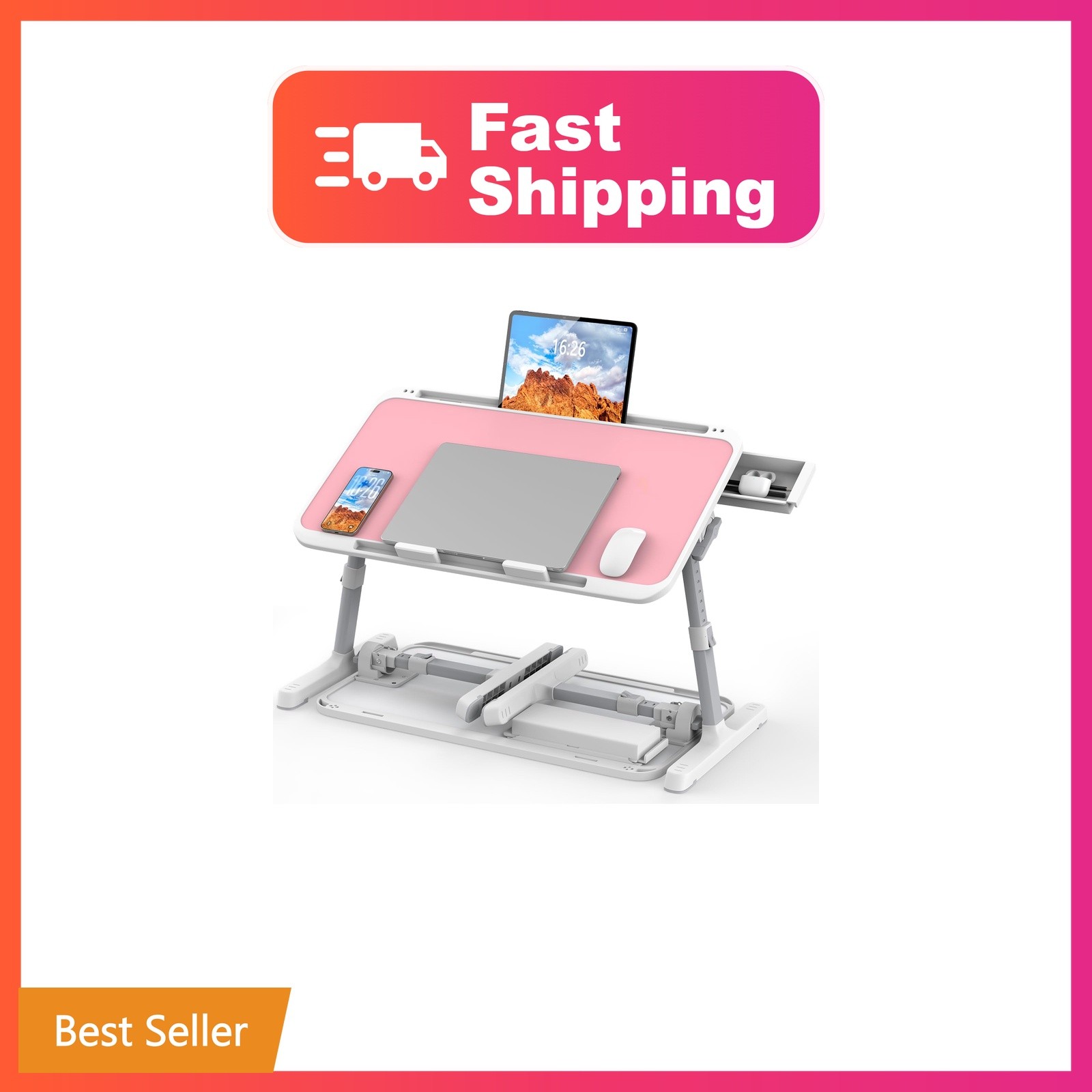 HETTHI Laptop Bed Tray Table, Adjustable Sturdy Laptop Stand for Bed with Pre...