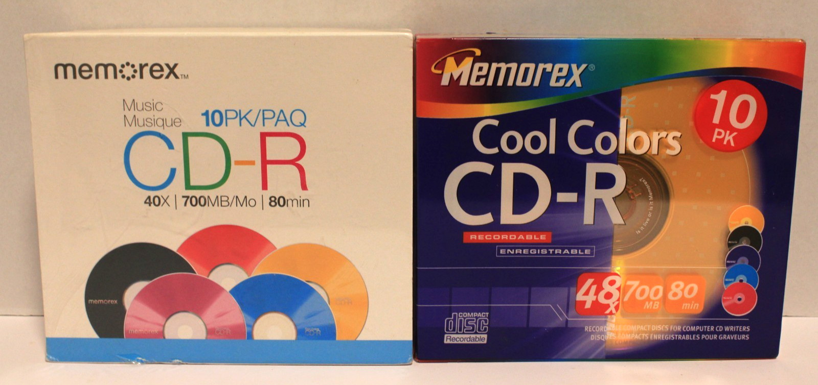 (2) MEMOREX CD-R Cool Colors 10 Pack 80Min 700MB 40X/48X NEW SEALED