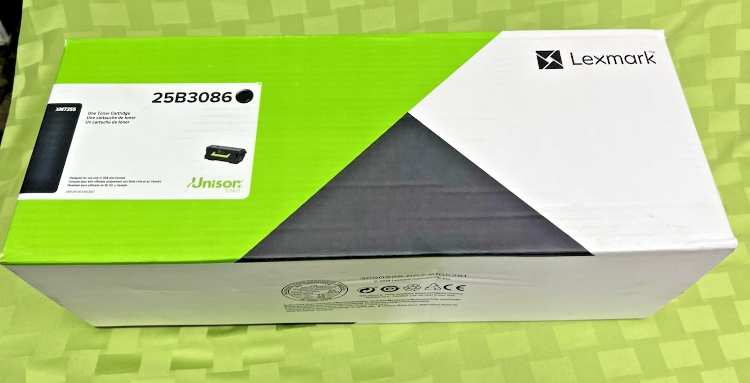 Lexmark 25B3086 Black Toner Cartridge For XM7355 XM 7365 OEM IN Retail Box NEW