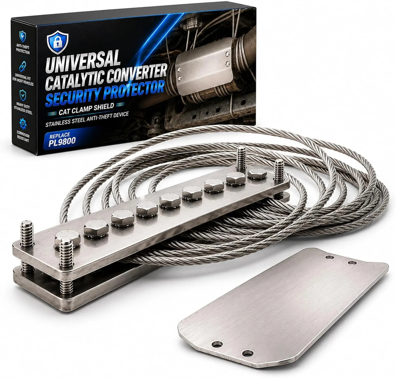 Universal Catalytic Converter Anti Theft Shield Stainless Steel Cat Protector
