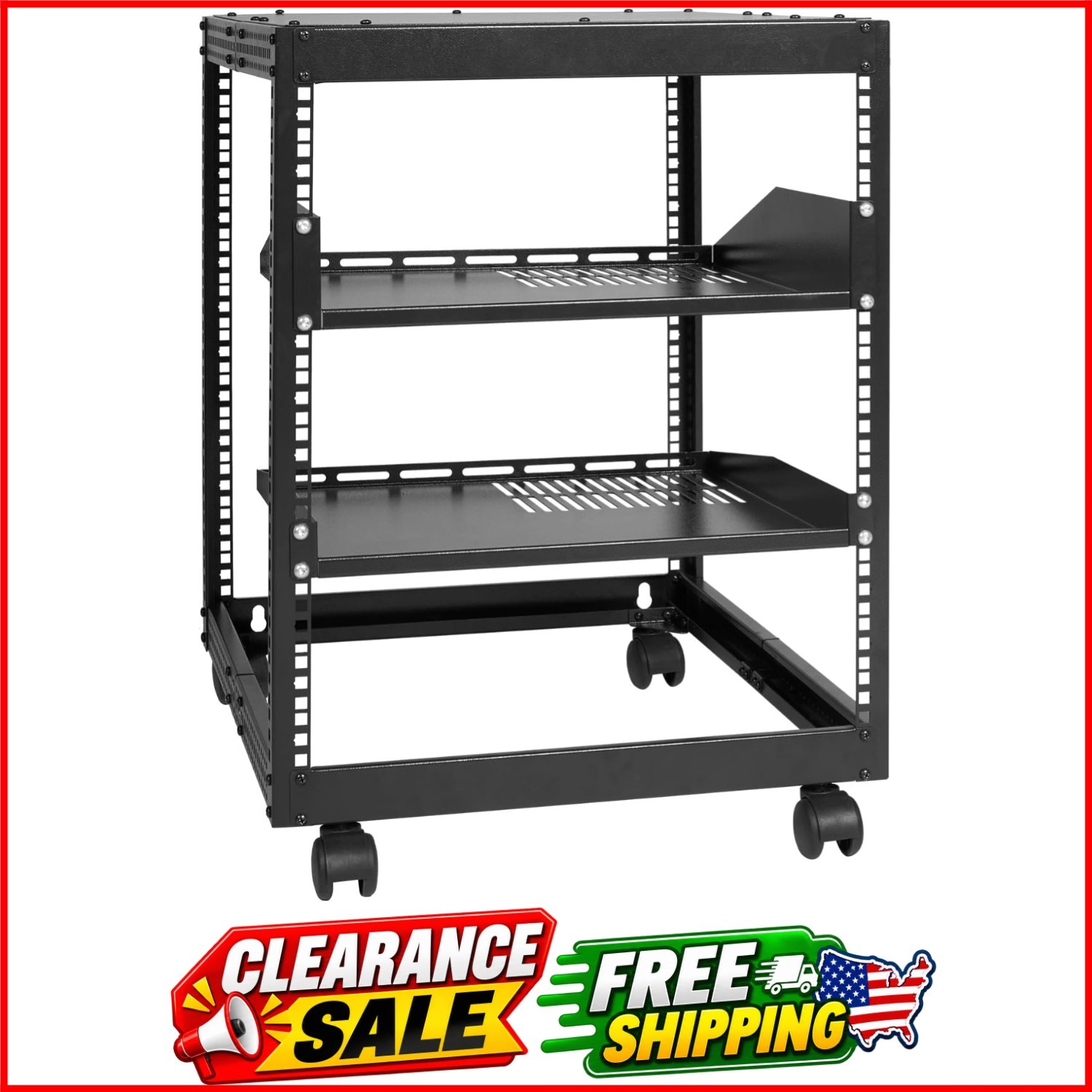 12U Open Frame Server Rack, 23-40 in Adjustable Depth, Free Standing or Wall ...