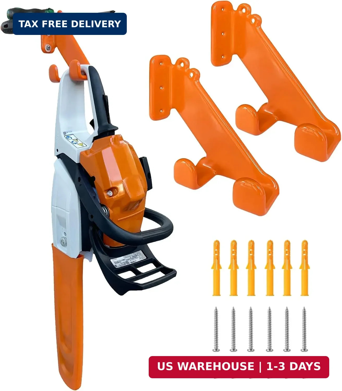 Chainsaw Hanger, 2 Pack Chainsaw Holder Wall Mount, Chain Saw Storage Rack