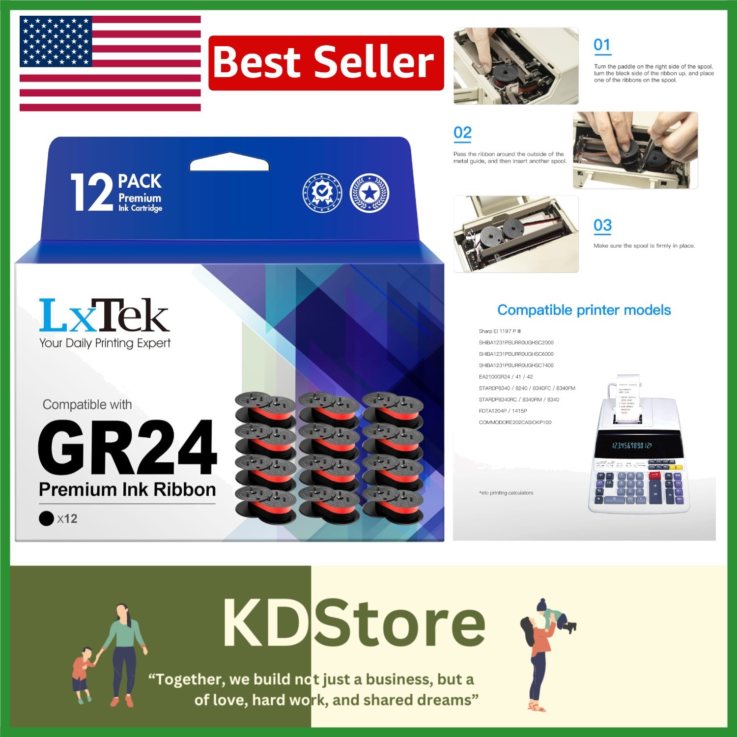 12-Pack Universal Twin Spool Calculator Ribbon for Nukote BR80c & More