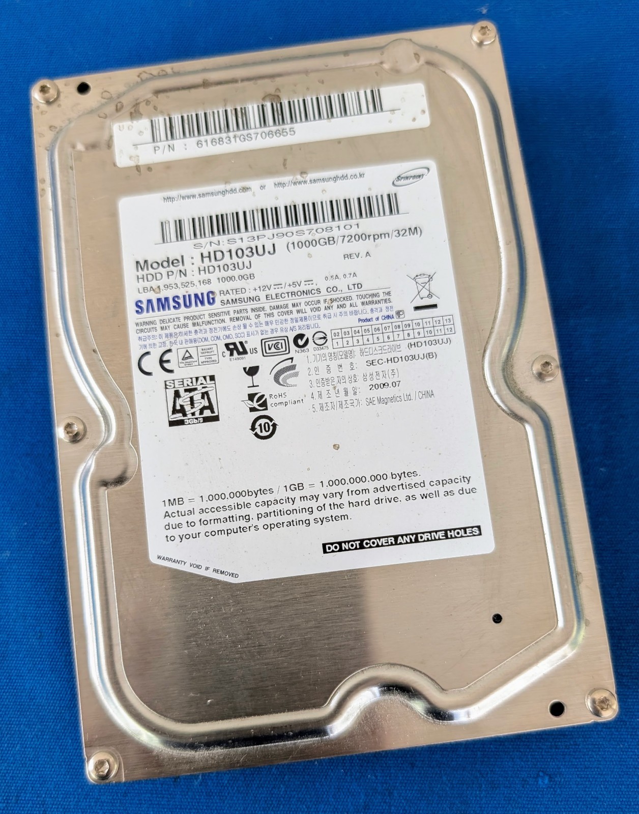 Samsung SpinPoint F1 HD103UJ 1TB 3.5" SATA II Desktop HDD Hard Drive