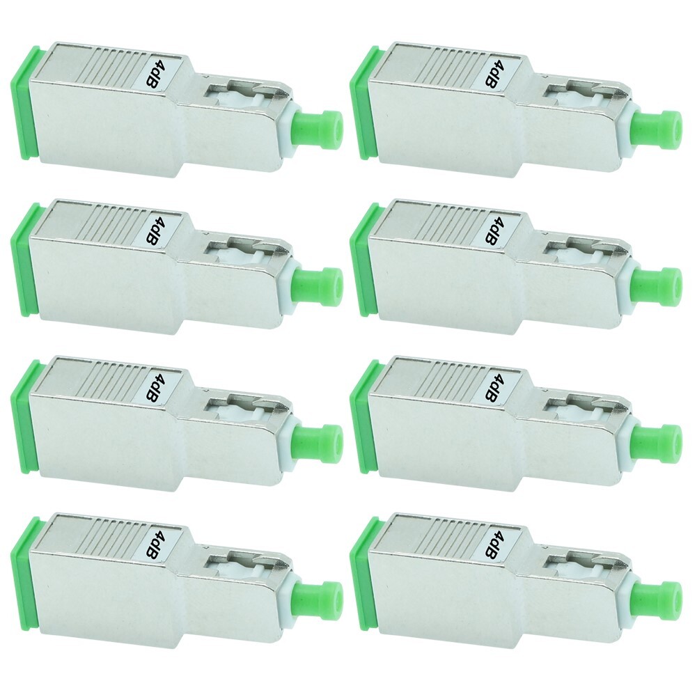 8x 4dB SC APC Connector Fiber Optic Optical Attenuator Single Mode Metal Green