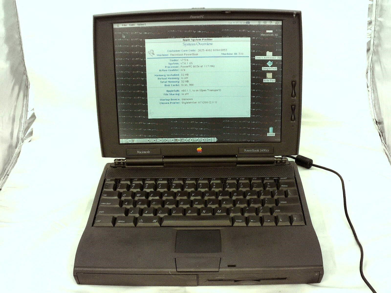 Vintage Apple Macintosh PowerBook 1400cs PowerPC 603e 32MB RAM 750GB HDD 