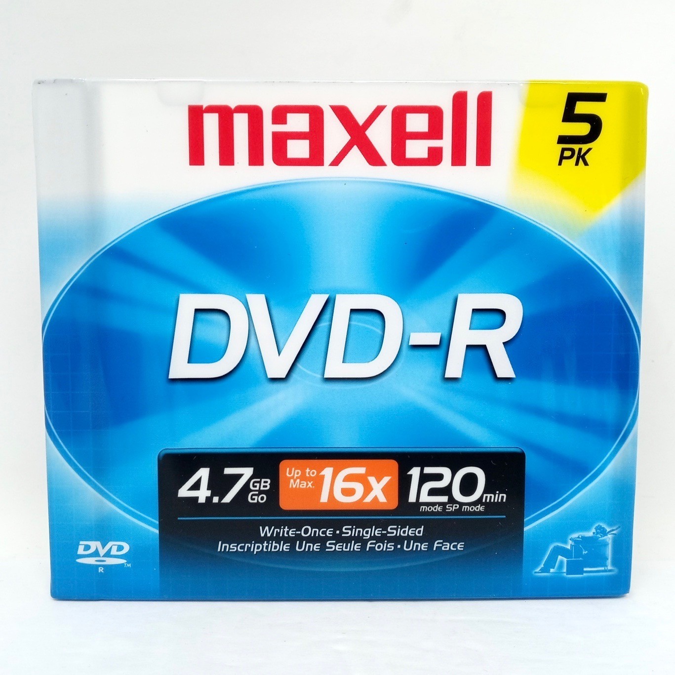 5 Pack Maxell DVD-R 4.7GB 16X Jewel Case Data Video 120 Minutes NEW