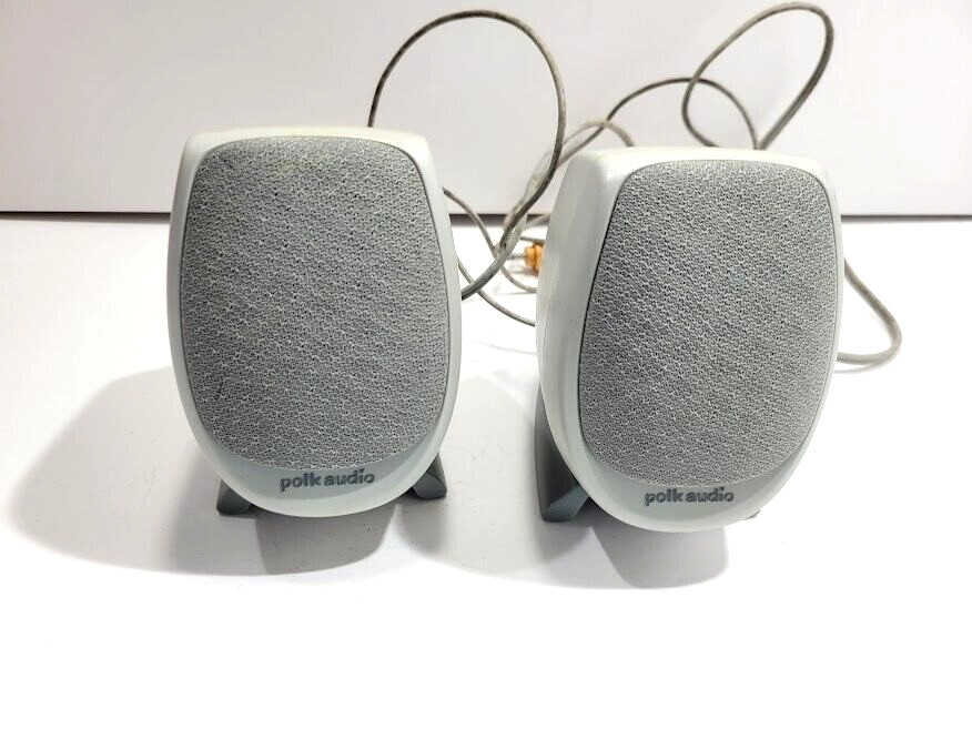 Vintage Polk Audio Speakers Computer PC Wired Left Right Set Desktop Used
