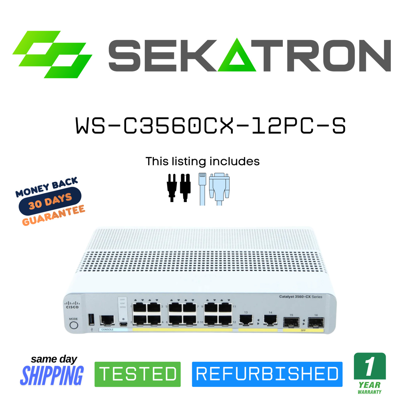 ♻️ Cisco WS-C3560CX-12PC-S 12-Port PoE+ Gigabit Ethernet Switch ⚡Fast Ship