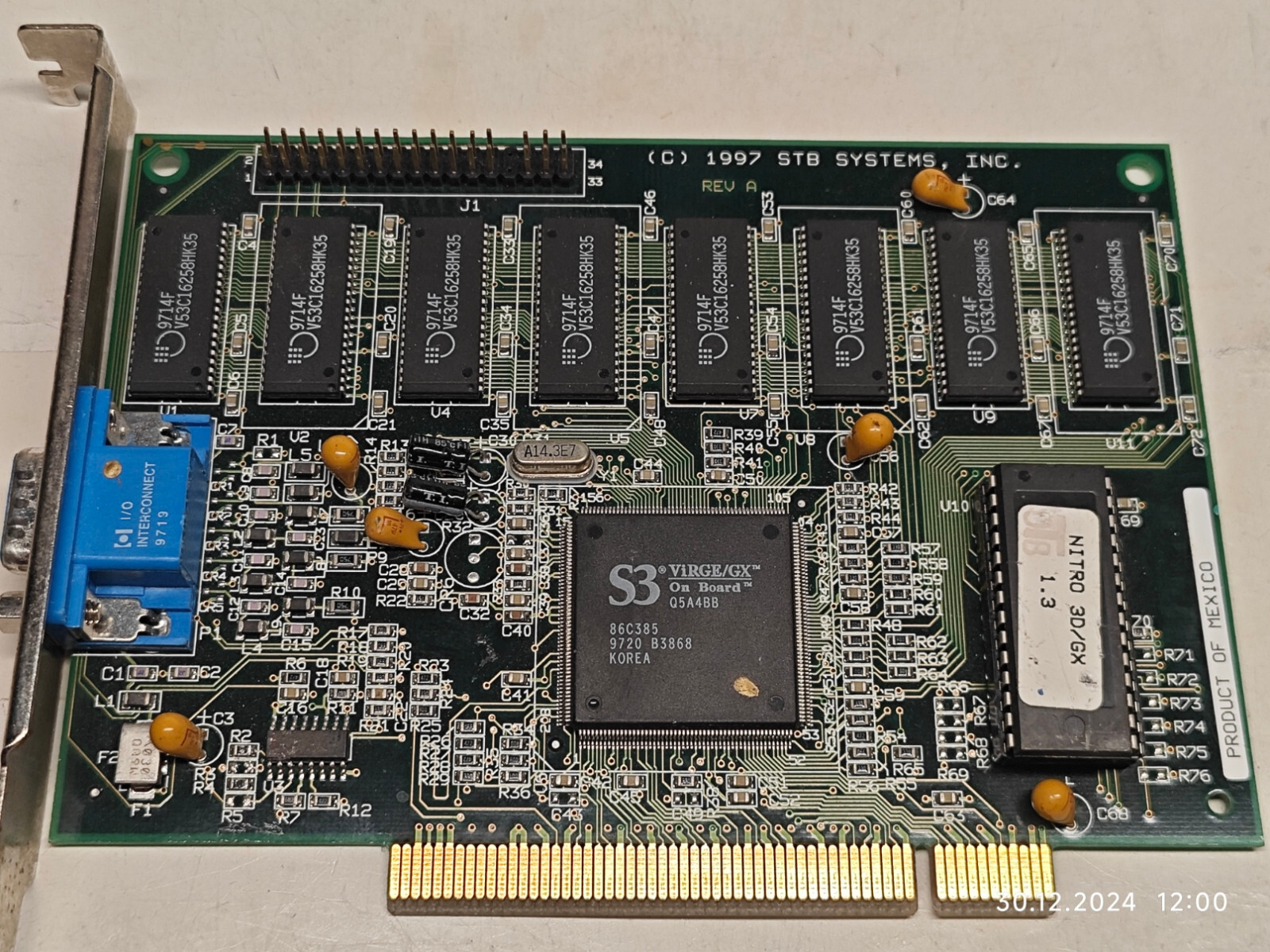 PCI Video Card STB SYSTEMS NITRO 3D/GX Rev A (S3 Virge GX) 210-0262-00X 4 MB RAM