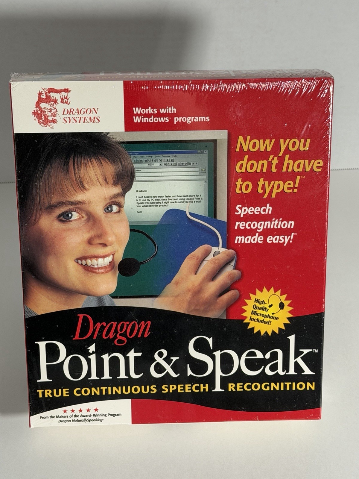 Dragon Point & Speak Speech Recognition Software, 1997 (NEW, SEALED)