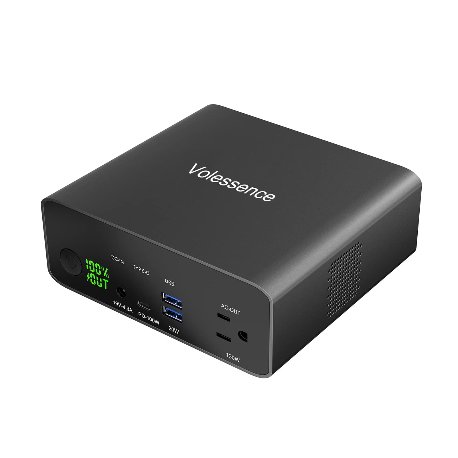 Volessence 40000mah Portable Laptop Power Bank with AC 130W Outlet Black
